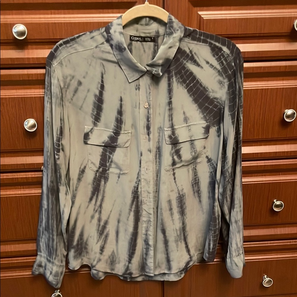 Gypsy 05 Silk Tie-Dye Button-Up Shirt